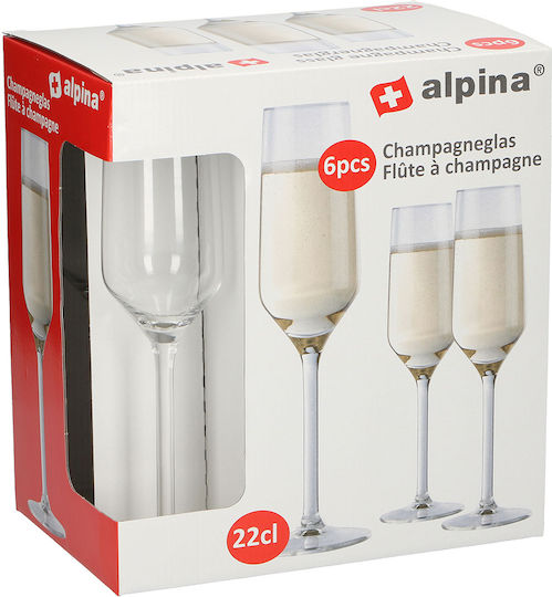 Alpina Appliances Set of Glasses Champagne made of Glass Stemmed 220ml 6pcs