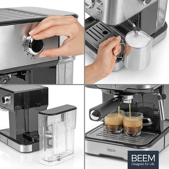 Beem Mașină de Espresso 1100W Presiune 15bar pentru Cappuccino Argintie