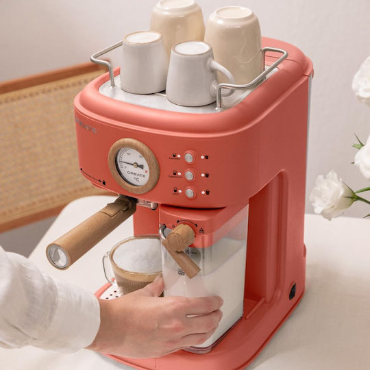 Create Thera Retro Pro Mașină de Espresso 1250W Presiune 20bar pentru Cappuccino Portocalie