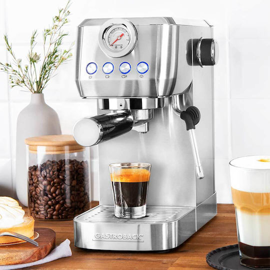Gastroback Μηχανή Espresso 1350W Πίεσης 15bar Ασημί