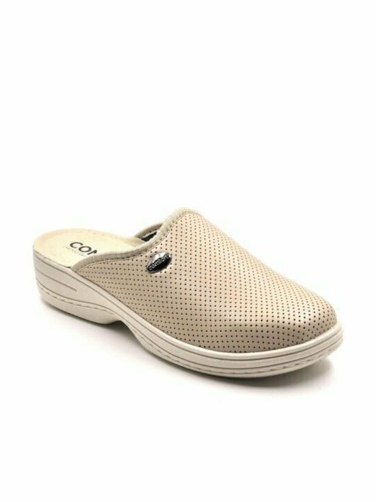 Comfy Anatomic Γυναικεία Δερμάτινα Ανατομικά Σαμπό Μπεζ
