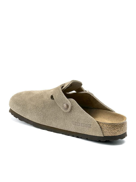 Boston Suede Leather Winter Women's Slippers Brown Narrow Fit