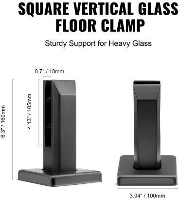 Vevor Glasklemme 10 Stück quadratische Basis Geländer Glas 0,31"-0,47" Schwarz Bllgjhsfxpt1qw8pav0
