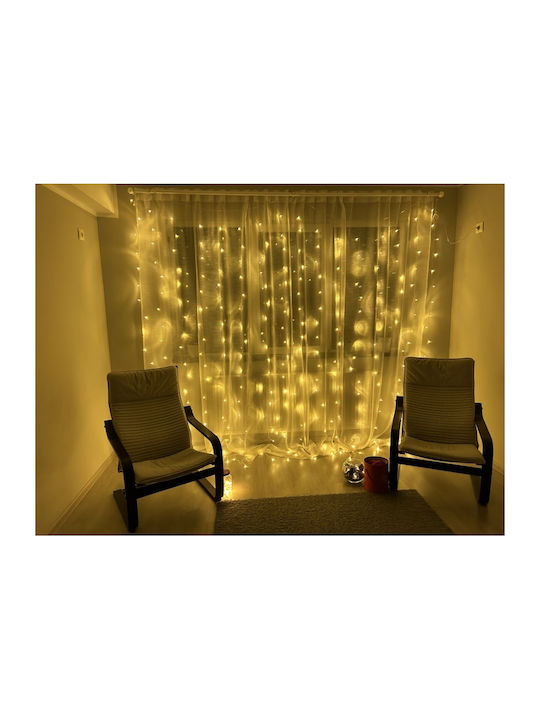 300 Λαμπάκια LED 3μ. x 300εκ. Θερμό Λευκό USB τύπου Κουρτίνα