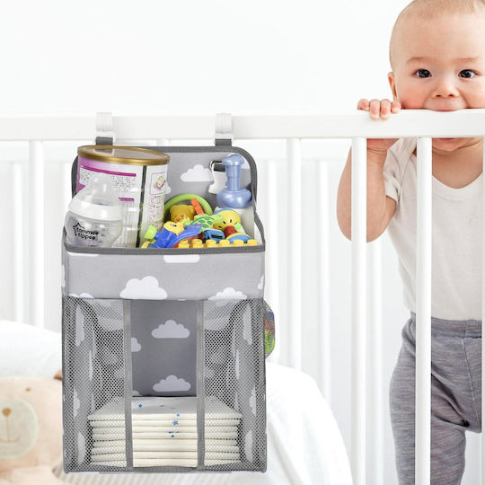 Crib Organizer Tecos Diapers Accessories Other Essentials Baby Care 43x28x20cm Hangable on Crib Gray