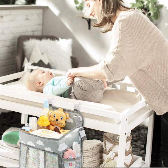 Crib Organizer Tecos Diapers Accessories Other Essentials Baby Care 43x28x20cm Hangable on Crib Gray