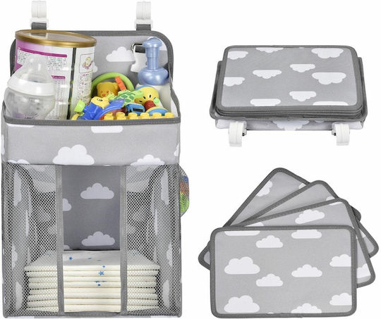 Crib Organizer Tecos Diapers Accessories Other Essentials Baby Care 43x28x20cm Hangable on Crib Gray