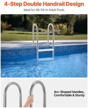 Vevor Scară Piscină Din Oțel Inoxidabil Albă