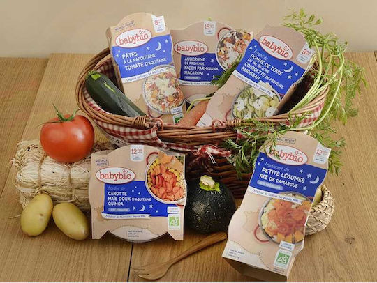 Babybio Meniu bebelusi cu Aromă de Păstârnac - Morcov și Mămăligă 230gr pentru 12+ Luni