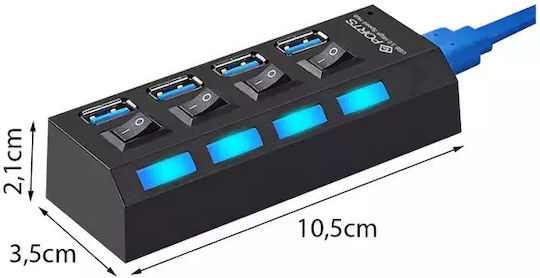 USB-Hub 4 Anschlüsse USB 3.0 mit USB-A Anschluss