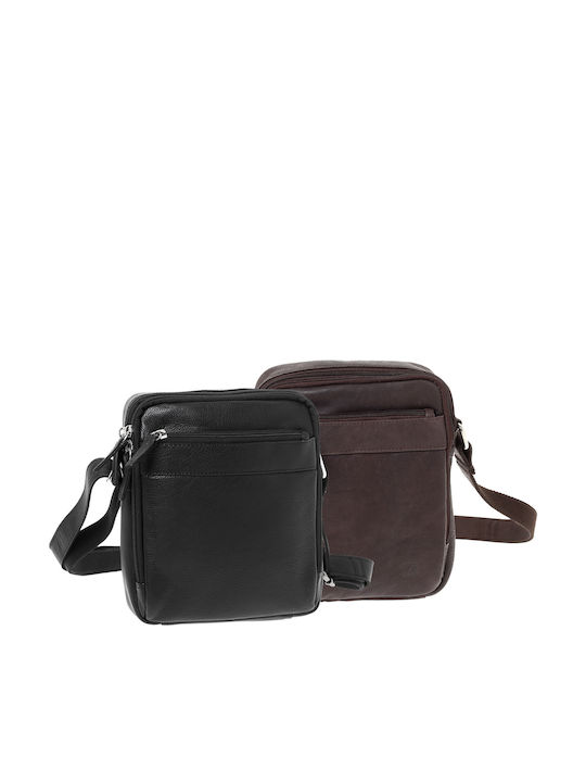 Leder Herrentasche Schulter / Crossbody Schwarz