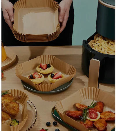 Hârtii de Copt Antiaderente pentru Air Fryer 20x20cm 50 Bucăți