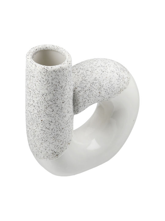 ArteLibre Decorative Vase Poppy White 14x5x15cm