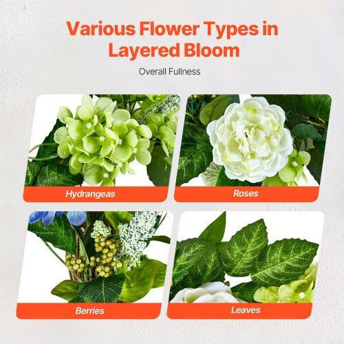Vevor Künstlicher Dekokranz 23 Zoll Blau Weiß Grün Hortensien Rosen Zshhxqhtmlbl4g2okv0