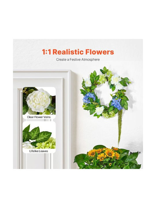 Vevor Artificial Decorative Wreath 23 Inches Blue White Green Hydrangeas Roses Zshhxqhtmlbl4g2okv0