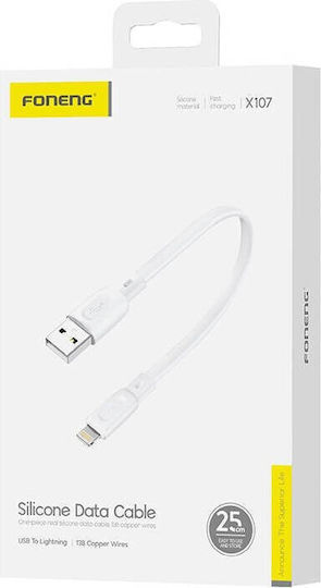 Foneng Cablu USB-A la Lightning 60W Alb 0.25m