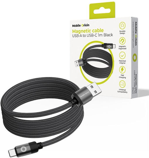 Mobile Origin Magnetisch USB 2.0 Kabel USB-C männlich - USB-A 27W Schwarz 1m