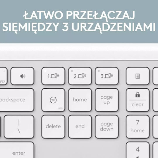 Logitech Signature Slim Combo MK950 Ασύρματο Bluetooth Σετ Πληκτρολόγιο & Ποντίκι Αγγλικό US Λευκό