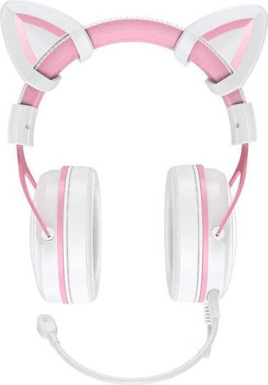 Onikuma X10 Cat Ears Over Ear Gaming Headset με σύνδεση 3.5mm / USB Λευκό