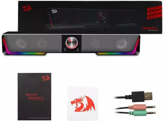 Redragon GS570 Computerlautsprecher mit RGB-Beleuchtung und Bluetooth Leistung 1.5W in Schwarz Farbe