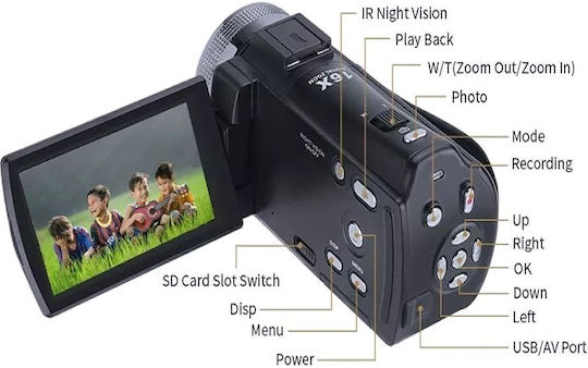 Andowl Видеокамера QDV16X Сензор CMOS Запис на Карта с памет с Екран 3" с USB 2.0