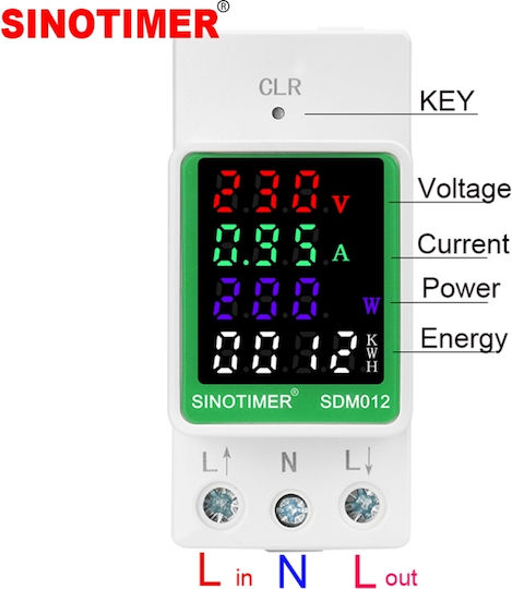 Single-phase Electric Energy Meter Sinotimer 50-300v 100a Led Display Reset Function Illuminated Sdm012-2