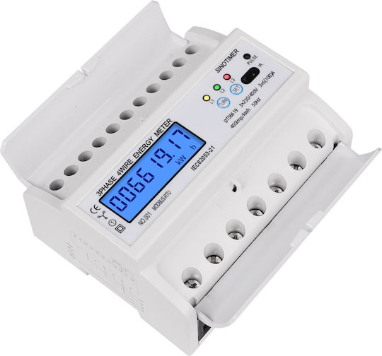 Three-Phase Energy Meter Sinotimer DIN Rs485 Kwh Power Consumption Current Voltmeter Modbus Rtu Monitor 380V 400V