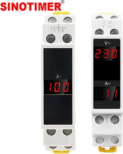 Sinotimer Digital Volt Amp Meter Single Phase Din Rail Sdm011va
