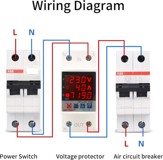 Digital Voltage Protection Safety Relay Sinotimer Adjustable Between 1 63a Meter Led Digital Display Svp-719-63a