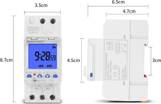 Programmable Timer 1 Second Sinotimer Timer Switch Programmable Illuminated 230v 16a Tm928sakl
