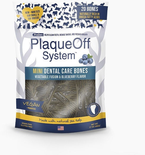 PlaqueOff Mini Dental Care Bones Blueberry Dog Dental Stick for Small Breeds 340gr 20pcs Blueberry