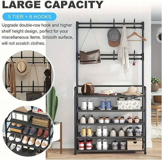Ergorack Hallway Furniture with Hanger & Shoe Rack Black 80x26x172cm