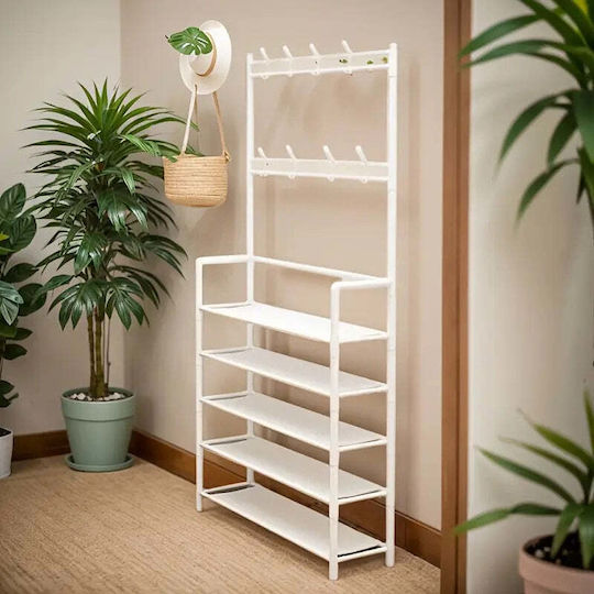 Ergorack Hallway Furniture with Hanger & Shoe Rack White 80x26x172cm