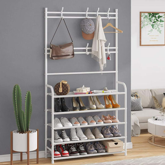 Ergorack Hallway Furniture with Hanger & Shoe Rack White 80x26x172cm