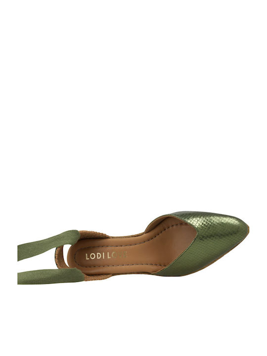 Women's Leather Platform Espadrilles Green