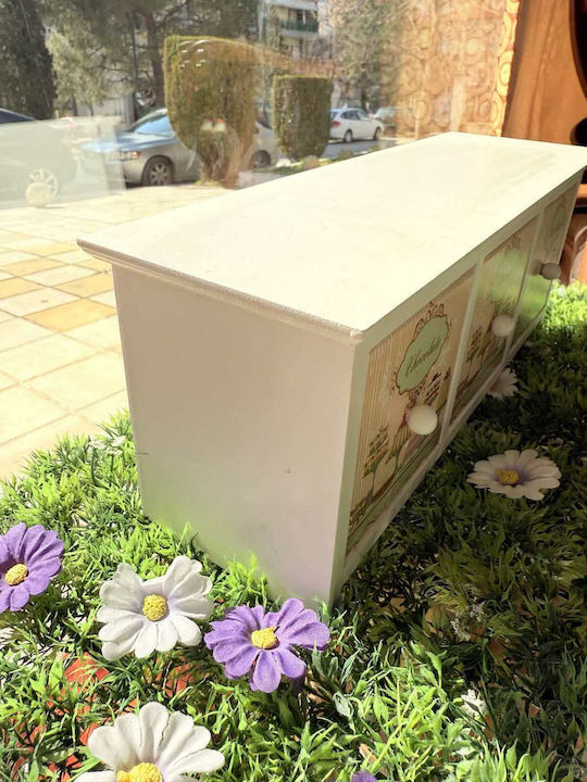 Cutie de bijuterii vintage din lemn cu 3 sertare de depozitare 34 X 11 X H14 cm