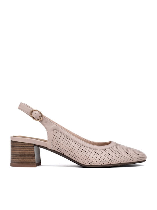 Pumps mit Riemchen Beige