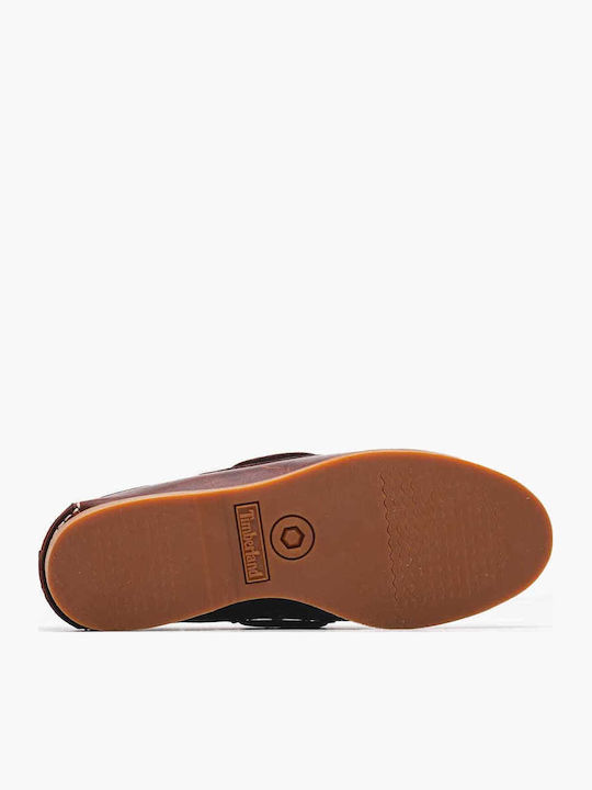 Leather Women's Boat Shoes in Burgundy Color