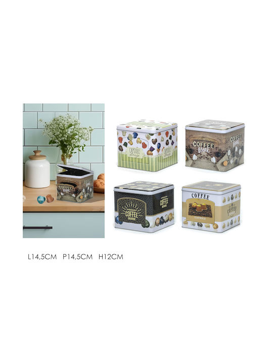 General Trade Кутия за Кафе с Капак Металик Кафява 14.5x12x14.5см 1 Брой