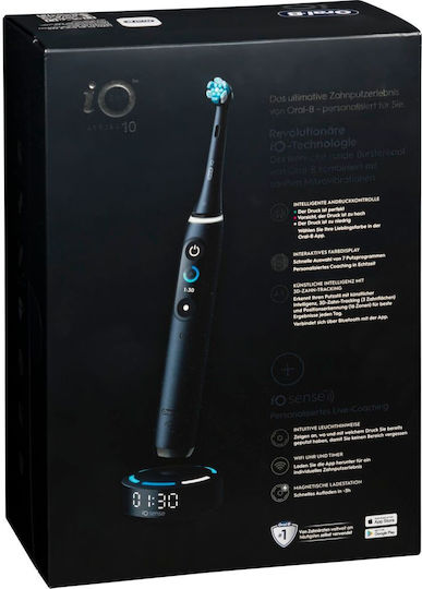Oral-B iO Series 10 Ηλεκτρική Οδοντόβουρτσα Μπαταρίας με Χρονομετρητή, Αισθητήρα Πίεσης και Θήκη Ταξιδίου Μαύρη