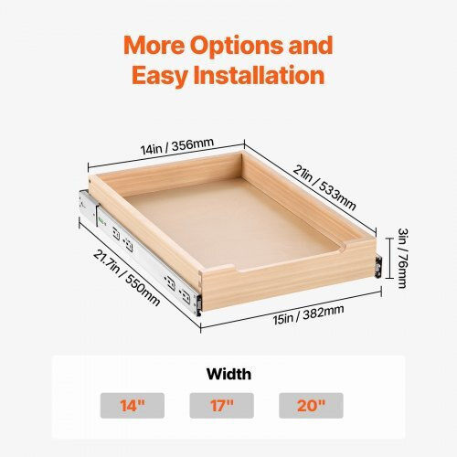 Organizator glisant pentru dulap Vevor, sertar din lemn cu închidere lentă, 14"W x 21"D