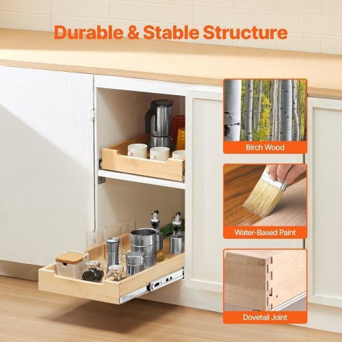 Organizator glisant pentru dulap Vevor, sertar din lemn cu închidere lentă, 14"W x 21"D