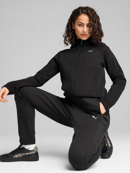 Evostripe Long Women's Sweatshirt Jacket Hooded Puma Black