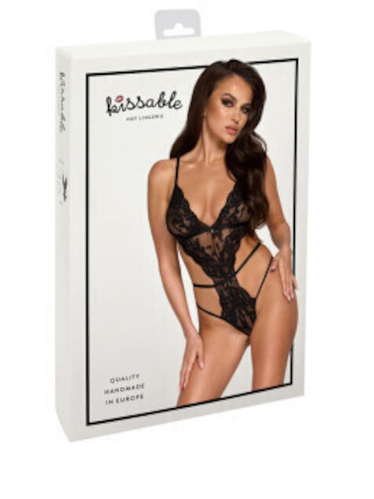 Kissable Handmade French Kiss Black Bodysuit