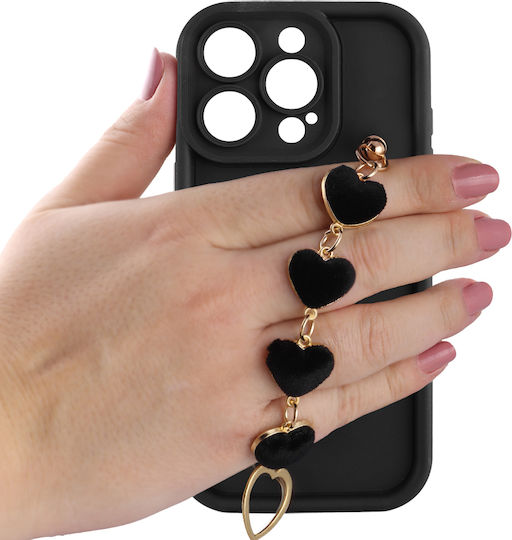 Volte-Tel Hearts Strap Back Cover Silicone with Strap Black (iPhone 16 Pro)