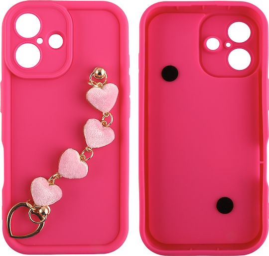 Volte-Tel Hearts Strap Back Cover Σιλικόνης με Λουράκι Ροζ (iPhone 16)