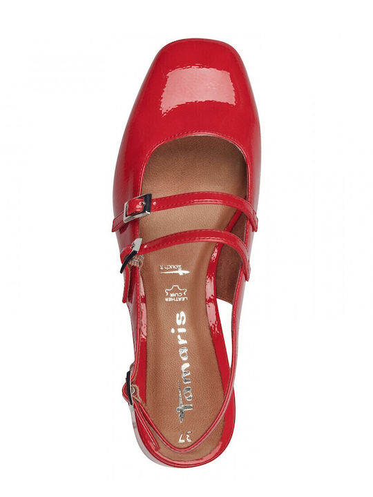 Patent Leather Red Heels with Strap