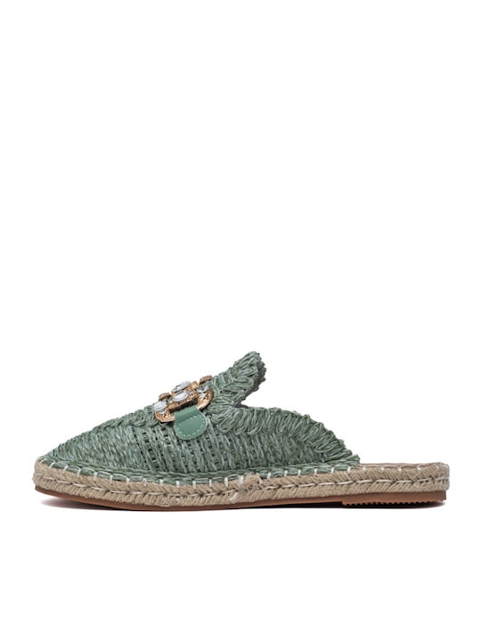 Mules mit Absatz in Grün Farbe