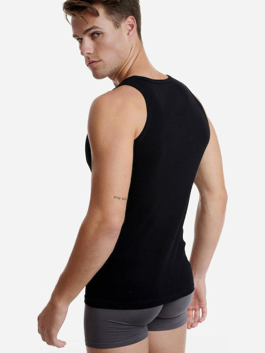 Men's Undershirts Sleeveless Black 2Pack