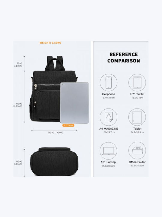 Miss Lulu Backpack Waterproof Black